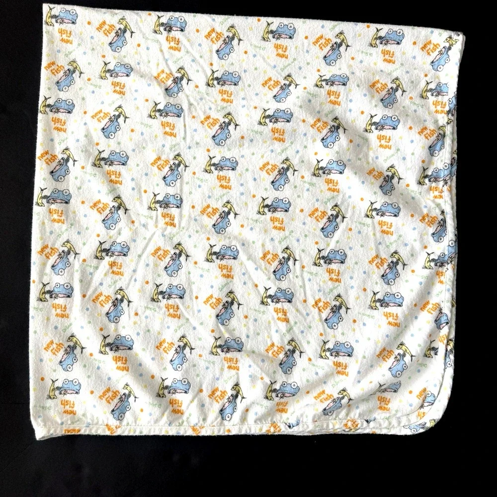 Dr Seuss Nursery Baby Blanket Cotton Flannel Swaddle New Fish Print Trend Lab